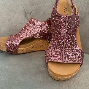 Corkys Glitter Wedge Sandals